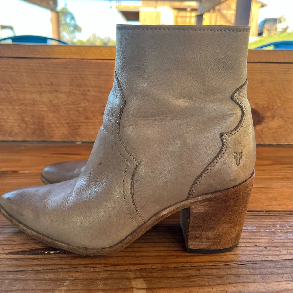 Classic Women's Taupe Ankle Booties - Zip Side